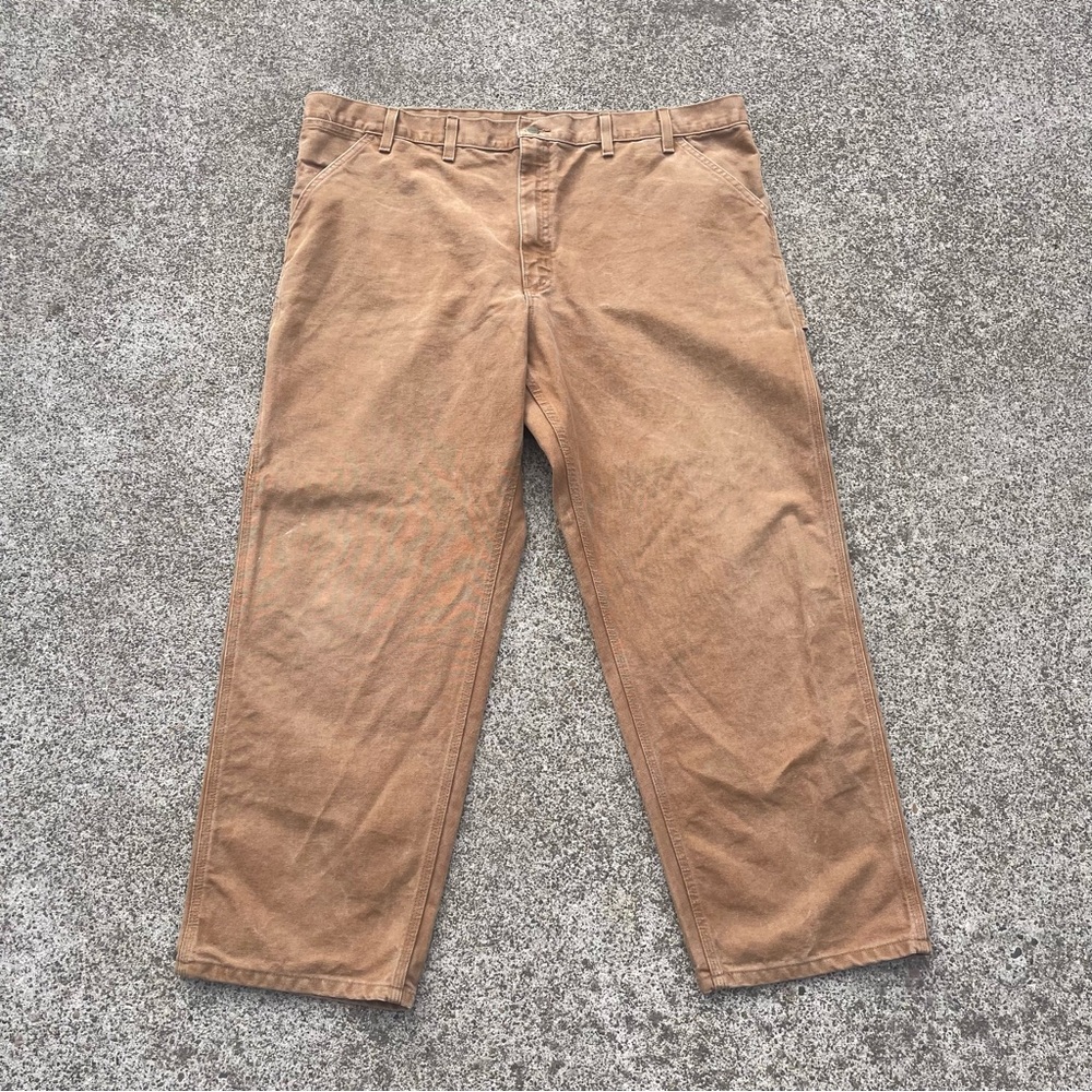 Carhartt Pants Mens 44x30 Brown B11 Original Dungaree Fit Duck Canvas Carpenter